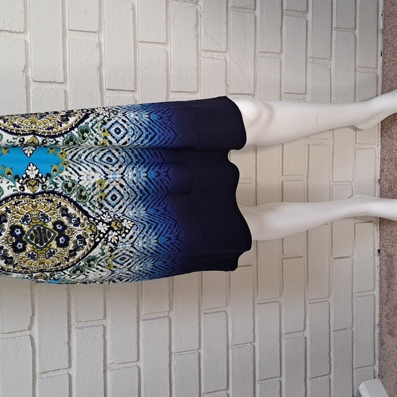 EN Focus Studio Blue Paisley Sleeveless Keyhole Front Dress. Size 12 NWOT - Picture 4 of 10